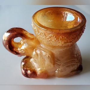 Rare "Packy the Elephant" Irredescent Carnival Glass Paperweight or 🥚 Holder